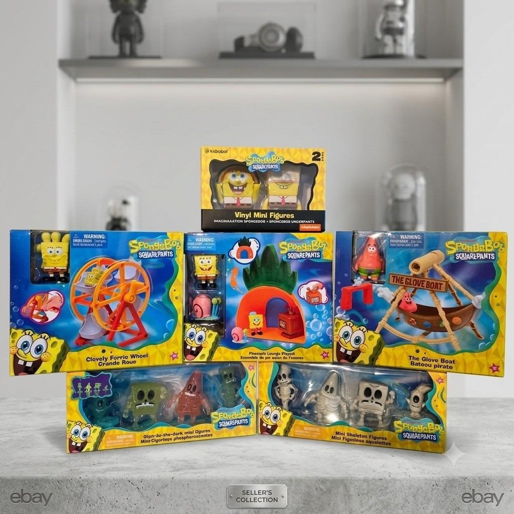 SpongeBob SquarePants Toy Lot 6 Sets Glove Boat Ferris Wheel Minis Kidrobot
